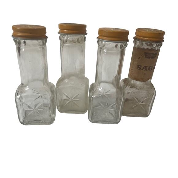 Watkins Antique 1960 Spice bottles with lids Set of 4 Atomic Pattern - Picture 1 of 9